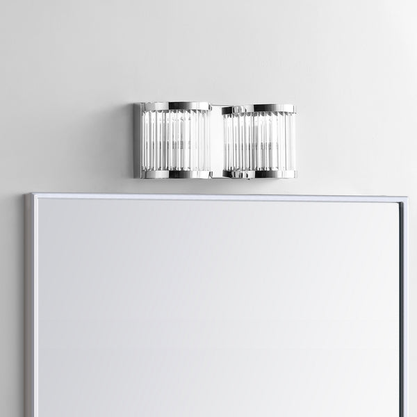 Karter Two Light Wall Sconce - Elegant Art Deco Chrome Fixture for Stylish Home Ambiance & Lighting