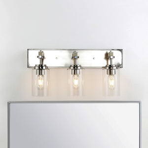 Warley 3-Light Wall Sconce - Contemporary Bronze Finish, Square Glass Shades for Elegant Bath Spaces