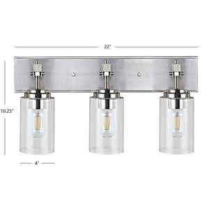 Warley 3-Light Wall Sconce - Contemporary Bronze Finish, Square Glass Shades for Elegant Bath Spaces