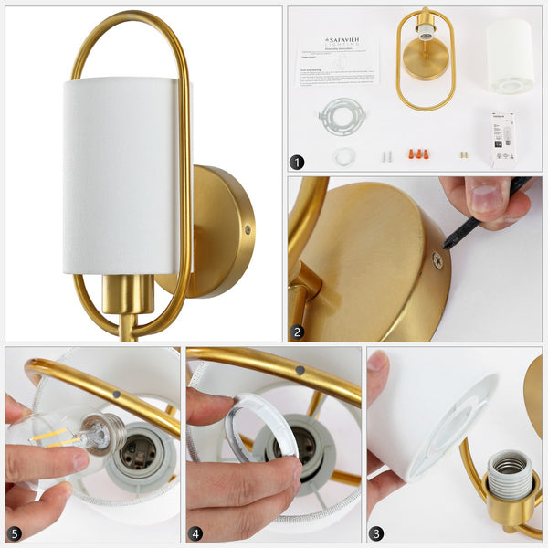 Safavieh Haldea Wall Sconce Brass Glass/Iron SCN4071A