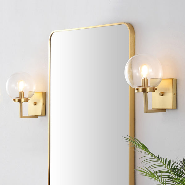 Safavieh Ganon Wall Sconce -Set Of 2 Satin Brass/Clear Metal SCN4084A-SET2