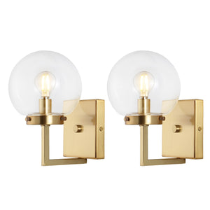 Safavieh Ganon Wall Sconce -Set Of 2 Satin Brass/Clear Metal SCN4084A-SET2