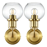 Safavieh Huron Wall Sconce -Set Of 2 Satin Brass/Clear Metal SCN4085A-SET2