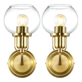 Safavieh Huron Wall Sconce -Set Of 2 Satin Brass/Clear Metal SCN4085A-SET2