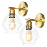 Safavieh Solynn, 7.5 Inch, Gold/Clear, Iron/Glass Wall Sconce Set Of 2 - Set of 2 Gold / Clear SCN4131A-SET2