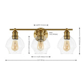 Safavieh Mylsa, 3 Light, 22.5 Inch, Gold/Clear, Iron/Glass Wall Sconce Gold / Clear Metal SCN4132A