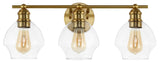 Safavieh Mylsa, 3 Light, 22.5 Inch, Gold/Clear, Iron/Glass Wall Sconce Gold / Clear Metal SCN4132A