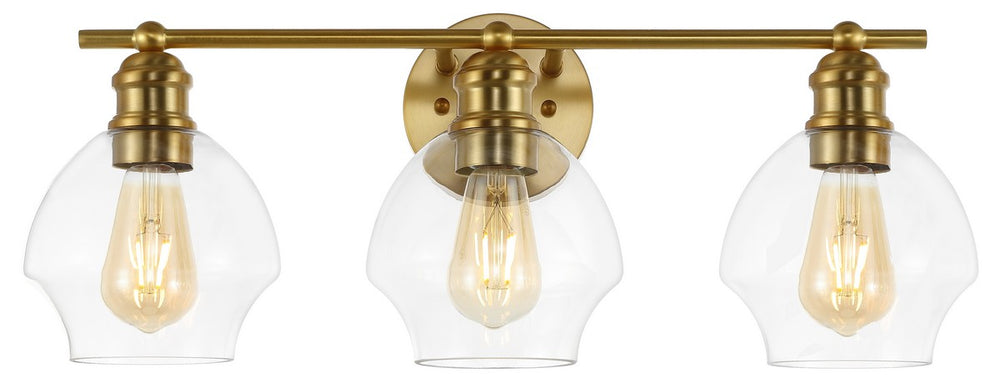 Safavieh Mylsa, 3 Light, 22.5 Inch, Gold/Clear, Iron/Glass Wall Sconce Gold / Clear Metal SCN4132A