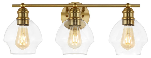 Safavieh Mylsa, 3 Light, 22.5 Inch, Gold/Clear, Iron/Glass Wall Sconce Gold / Clear Metal SCN4132A