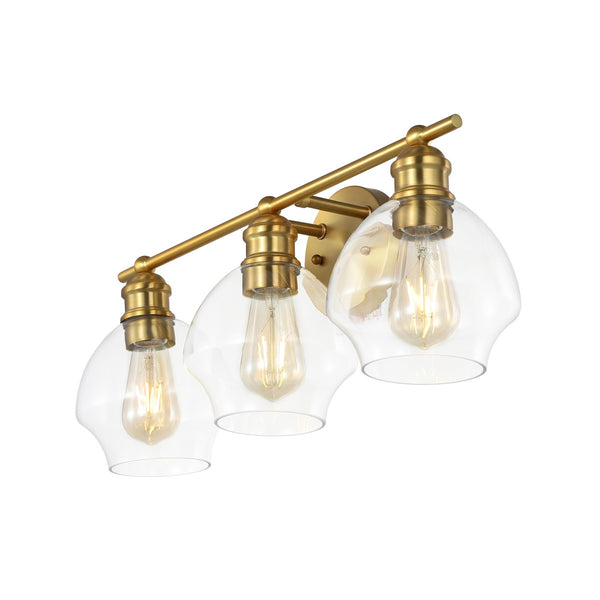 Safavieh Mylsa, 3 Light, 22.5 Inch, Gold/Clear, Iron/Glass Wall Sconce Gold / Clear Metal SCN4132A