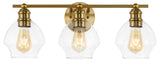 Safavieh Mylsa, 3 Light, 22.5 Inch, Gold/Clear, Iron/Glass Wall Sconce Gold / Clear Metal SCN4132A