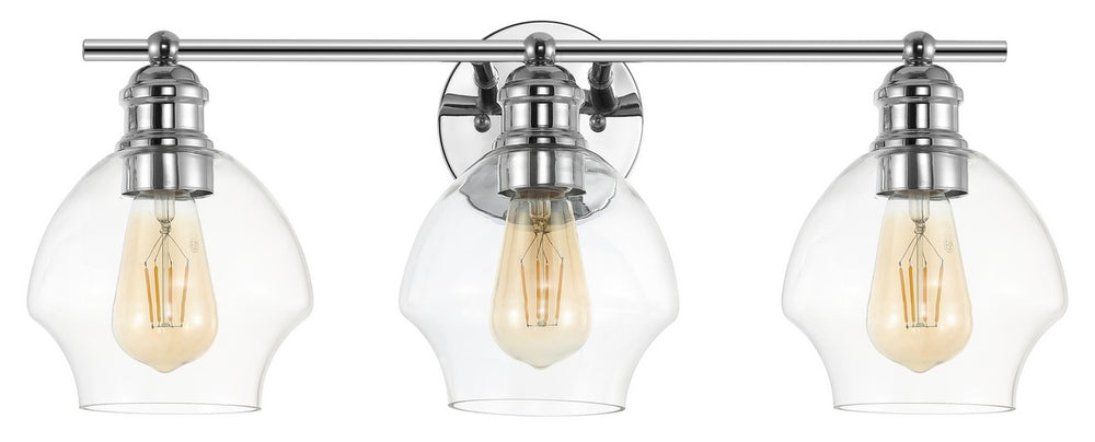 Safavieh Mylsa, 3 Light, 22.5 Inch, Chrome/Clear, Iron/Glass Wall Sconce Chrome / Clear Metal SCN4132B