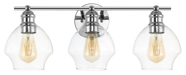 Safavieh Mylsa, 3 Light, 22.5 Inch, Chrome/Clear, Iron/Glass Wall Sconce Chrome / Clear Metal SCN4132B