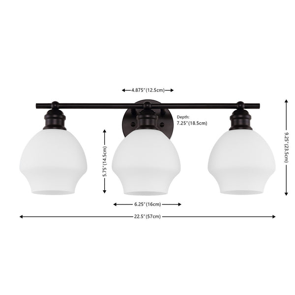 Safavieh Mylsa, 3 Light, 22.5 Inch, Black/White, Iron/Glass Wall Sconce Black / White Metal SCN4132C