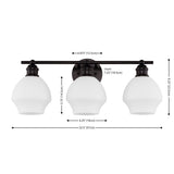 Safavieh Mylsa, 3 Light, 22.5 Inch, Black/White, Iron/Glass Wall Sconce Black / White Metal SCN4132C