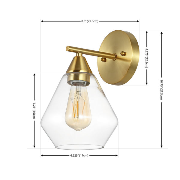 Safavieh Lyona, 8.5 Inch, Gold/Clear, Iron/Glass Wall Sconce Set Of 2  SCN4133A-SET2