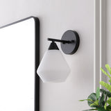 Safavieh Lyona, 8.5 Inch, Black/White, Iron/Glass Wall Sconce Set Of 2  SCN4133C-SET2