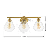 Safavieh Amani, 3 Light, 24 Inch, Brass/Clear, Iron Wall Sconce SCN4134A