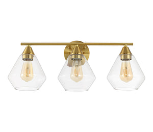 Safavieh Amani, 3 Light, 24 Inch, Brass/Clear, Iron Wall Sconce SCN4134A