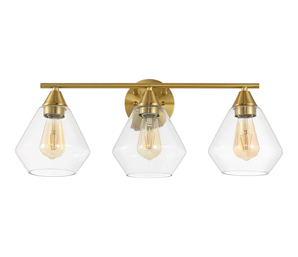 Safavieh Amani, 3 Light, 24 Inch, Brass/Clear, Iron Wall Sconce SCN4134A