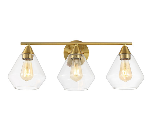 Safavieh Amani, 3 Light, 24 Inch, Brass/Clear, Iron Wall Sconce SCN4134A