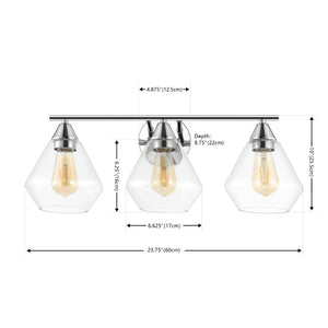 Safavieh Amani, 3 Light, 24 Inch, Chrome/Clear, Iron Wall Sconce Chrome / Clear SCN4134B