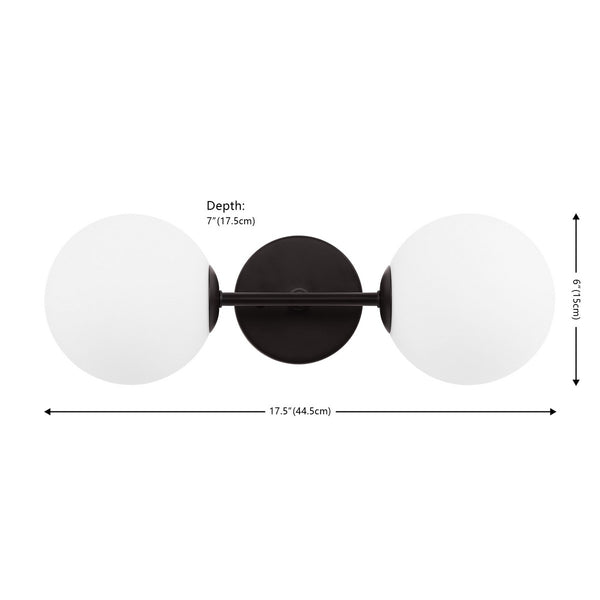 Safavieh Hymn, 2 Light, 17.5 Inch, Black, Iron/Glass Wall Sconce Black Metal SCN4137C