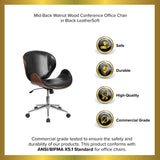 English Elm EE2477 Contemporary Commercial Grade Leather Executive Office Chair Black LeatherSoft/Walnut Frame EEV-16026