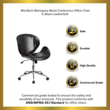 English Elm EE2477 Contemporary Commercial Grade Leather Executive Office Chair Black LeatherSoft/Mahogany Frame EEV-16027