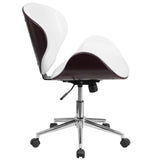 English Elm EE2477 Contemporary Commercial Grade Leather Executive Office Chair White LeatherSoft/Mahogany Frame EEV-16028