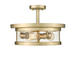 Bethel Gold Semi Flush Mount in Metal & Glass