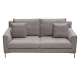 Seattle Loose Back Loveseat in Grey Polyester Fabric w/ Polished Silver Metal Leg