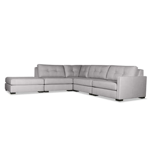 Nativa Interiors Chester Solid + Manufactured Wood / Revolution Performance Fabrics® 5 Pieces Modular Right Hand Facing Sectional with Ottoman Grey 128.00"W x 121.00"D x 33.00"H