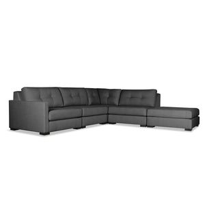 Nativa Interiors Chester Solid + Manufactured Wood / Revolution Performance Fabrics® 5 Pieces Modular Left Hand Facing Sectional with Ottoman Charcoal 128.00"W x 121.00"D x 33.00"H