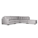Nativa Interiors Chester Solid + Manufactured Wood / Revolution Performance Fabrics® 5 Pieces Modular Left Hand Facing Sectional with Ottoman Grey 128.00"W x 121.00"D x 33.00"H