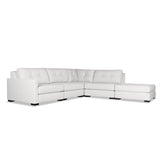 Nativa Interiors Chester Solid + Manufactured Wood / Revolution Performance Fabrics® 5 Pieces Modular Left Hand Facing Sectional with Ottoman Off White 128.00"W x 121.00"D x 33.00"H
