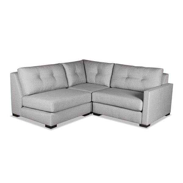 Nativa Interiors Chester Solid + Manufactured Wood / Revolution Performance Fabrics® 3 Pieces Modular Right Hand Facing Sectional with Ottoman Grey 90.00"W x 83.00"D x 33.00"H