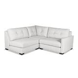 Nativa Interiors Chester Solid + Manufactured Wood / Revolution Performance Fabrics® 3 Pieces Modular Right Hand Facing Sectional with Ottoman Off White 90.00"W x 83.00"D x 33.00"H