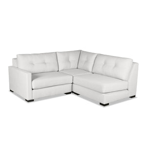 Nativa Interiors Chester Solid + Manufactured Wood / Revolution Performance Fabrics® 3 Pieces Modular Left Hand Facing Sectional with Ottoman Off White 90.00"W x 83.00"D x 33.00"H