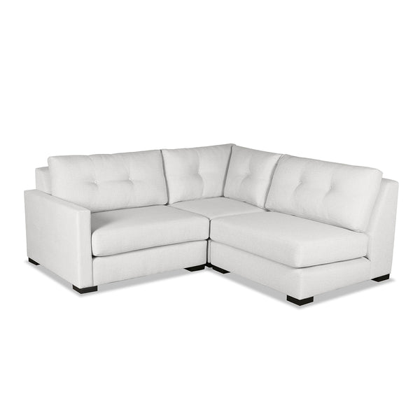 Nativa Interiors Chester Solid + Manufactured Wood / Revolution Performance Fabrics® 3 Pieces Modular Left Hand Facing Sectional with Ottoman Off White 90.00"W x 83.00"D x 33.00"H
