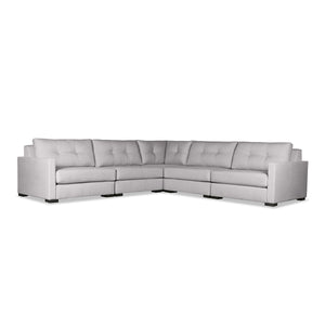 Nativa Interiors Chester Solid + Manufactured Wood / Revolution Performance Fabrics® 5 Pieces Modular Symmetrical Sectional with Ottoman Grey 128.00"W x 128.00"D x 33.00"H
