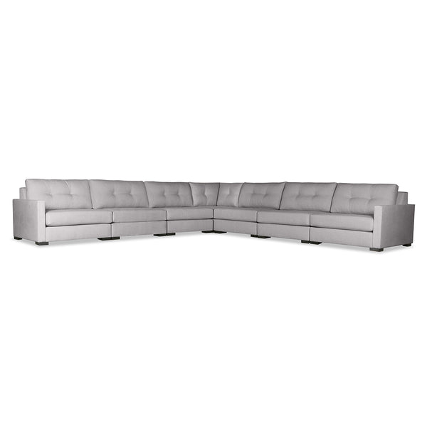 Nativa Interiors Chester Solid + Manufactured Wood / Revolution Performance Fabrics® 7 Pieces Modular Symmetrical Sectional with Ottoman Grey 166.00"W x 166.00"D x 33.00"H