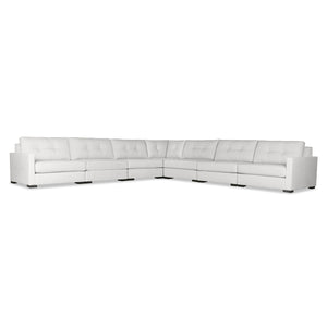 Nativa Interiors Chester Solid + Manufactured Wood / Revolution Performance Fabrics® 7 Pieces Modular Symmetrical Sectional with Ottoman Off White 166.00"W x 166.00"D x 33.00"H