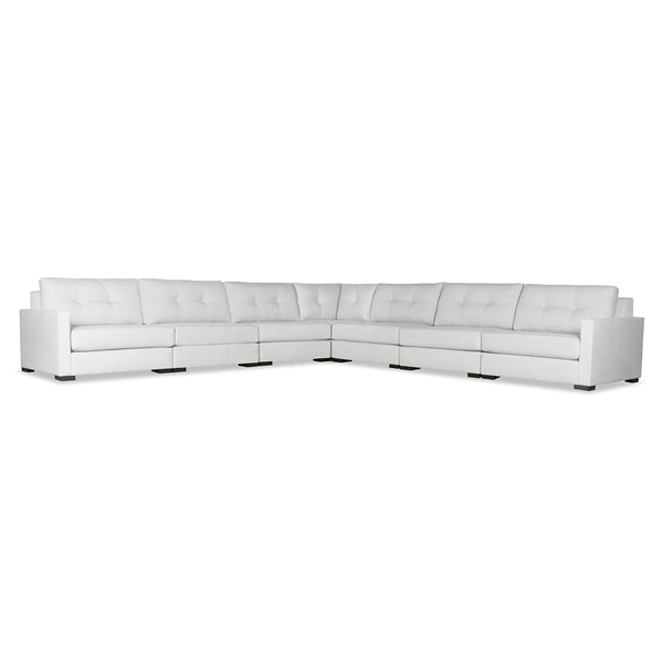 Nativa Interiors Chester Solid + Manufactured Wood / Revolution Performance Fabrics® 7 Pieces Modular Symmetrical Sectional with Ottoman Off White 166.00"W x 166.00"D x 33.00"H