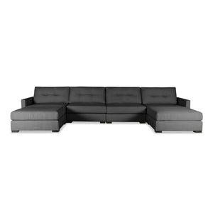 Nativa Interiors Chester Solid + Manufactured Wood / Revolution Performance Fabrics® 6 Pieces Modular U-Shape Sectional with Ottoman Charcoal 166.00"W x 83.00"D x 33.00"H