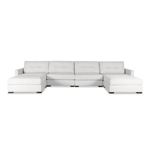 Nativa Interiors Chester Solid + Manufactured Wood / Revolution Performance Fabrics® 6 Pieces Modular U-Shape Sectional with Ottoman Off White 166.00"W x 83.00"D x 33.00"H