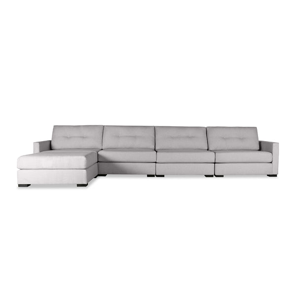 Nativa Interiors Chester Solid + Manufactured Wood / Revolution Performance Fabrics® 5 Pieces Modular Symmetrical Sectional with Ottoman Grey 166.00"W x 83.00"D x 33.00"H