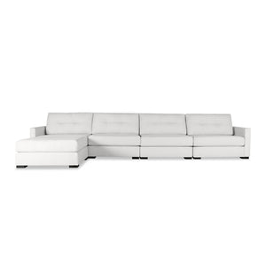 Nativa Interiors Chester Solid + Manufactured Wood / Revolution Performance Fabrics® 5 Pieces Modular Symmetrical Sectional with Ottoman Off White 166.00"W x 83.00"D x 33.00"H