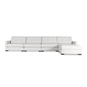 Nativa Interiors Chester Solid + Manufactured Wood / Revolution Performance Fabrics® 5 Pieces Modular Symmetrical Sectional with Ottoman Off White 166.00"W x 83.00"D x 33.00"H