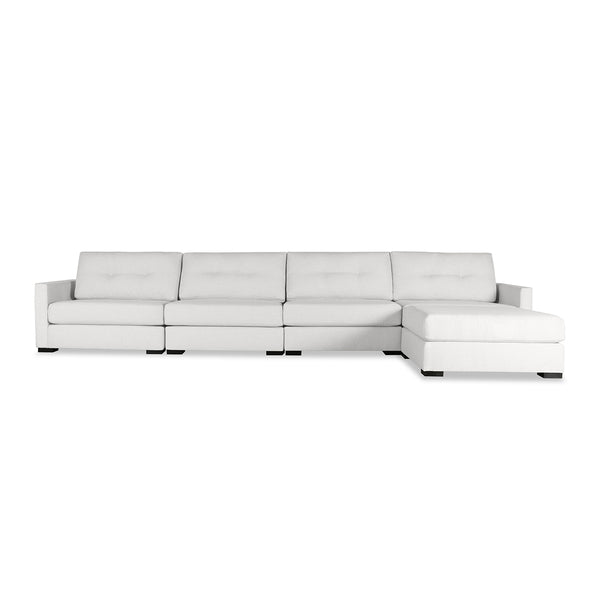 Nativa Interiors Chester Solid + Manufactured Wood / Revolution Performance Fabrics® 5 Pieces Modular Symmetrical Sectional with Ottoman Off White 166.00"W x 83.00"D x 33.00"H